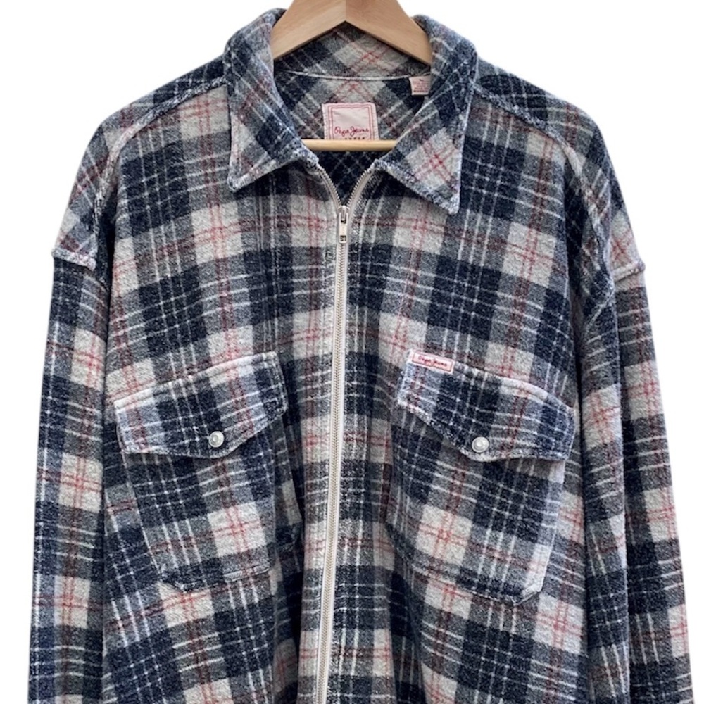 VINTAGE PEPE JEANS LONDON MEN’S LINED ZIPPERED SHIRT JACKET 100% COTTON, SIZE L